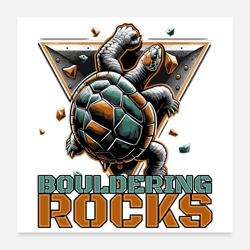 Bouldern Rocks Schildkröte Klettern Geschenk Poster 60x60 cm