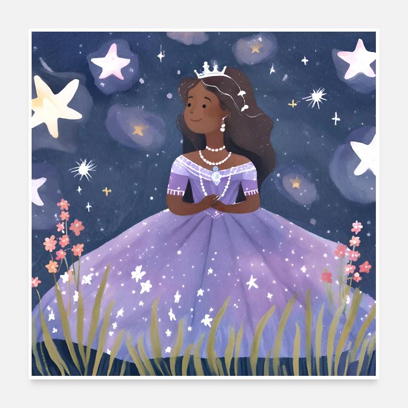Prinzessin mit Sternenhimmel Poster 60x60 cm