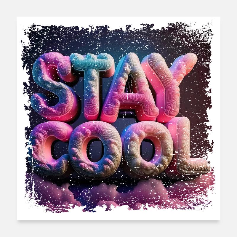 Stay cool text in 3D Poster 24" x 24" (60x60 cm)