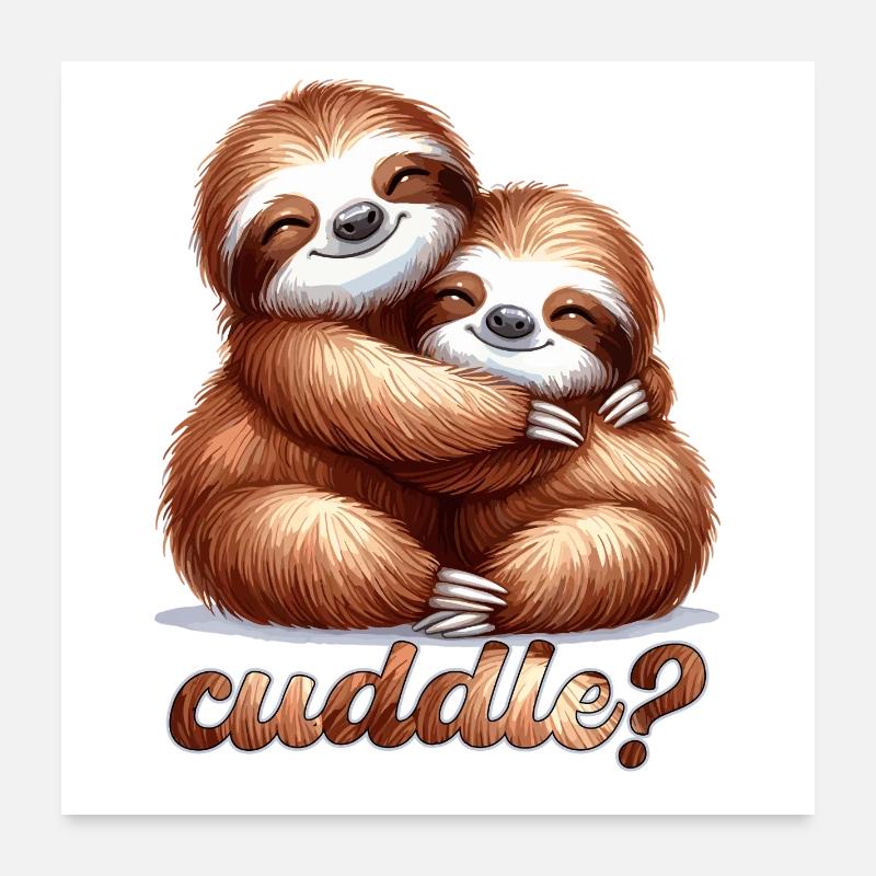 Sloths Sloth Snuggle Gift Poster 24" x 24" (60x60 cm)