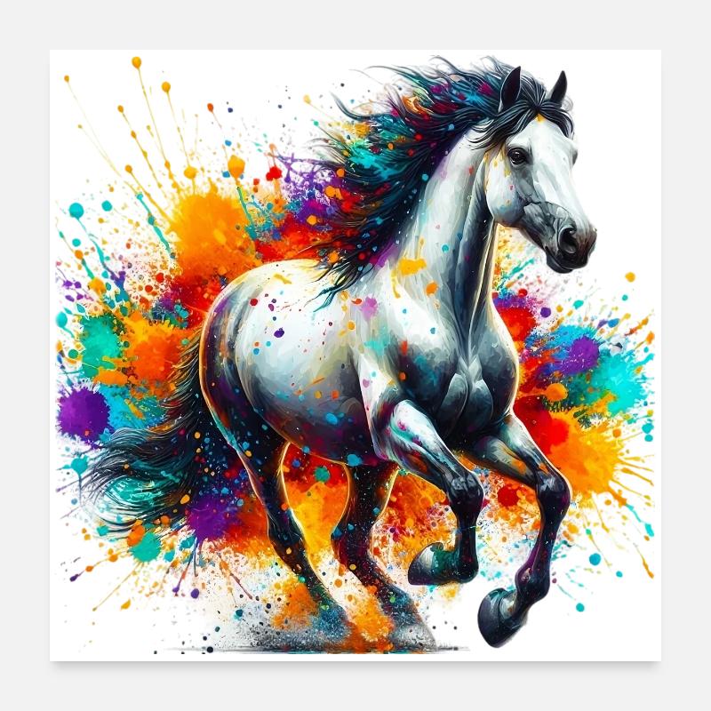 Pferd - Poster 60x60 cm - Weiß