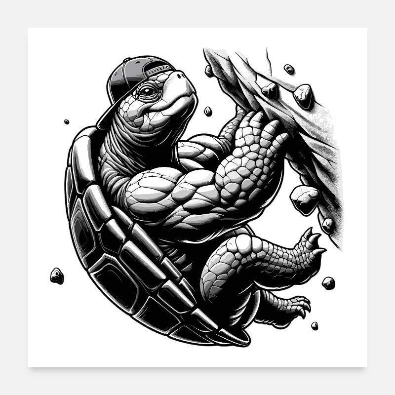 Bouldern Schildkröte Klettern Geschenk Poster 60x60 cm