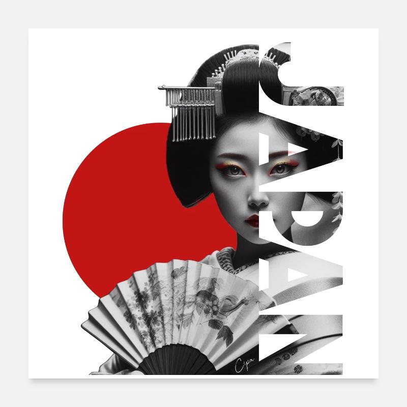 Japon - Poster 60 x 60 cm - blanc