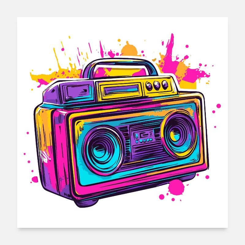 90s Boom Box Jukebox Retro vintage 80s Poster 24" x 24" (60x60 cm)