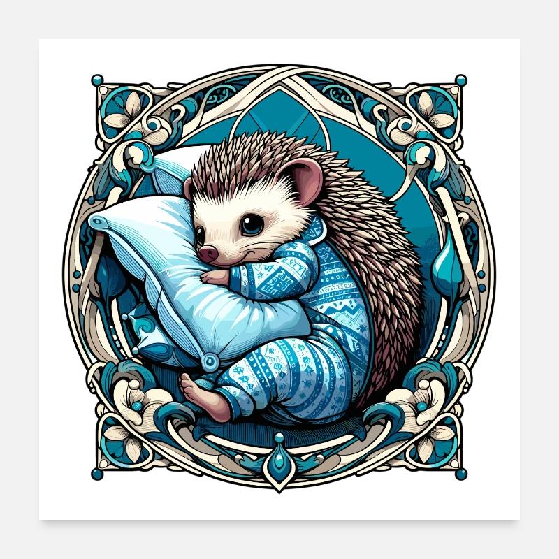 Hérisson Câlin Cadeau Dâtril Oreiller Câlin Poster 60 x 60 cm