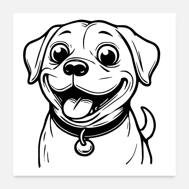 Image de la tête d’un chien joyeux Poster 60 x 60 cm