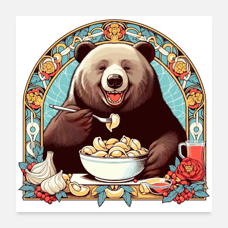 Pelmeni Bear Gift Poster 24" x 24" (60x60 cm)
