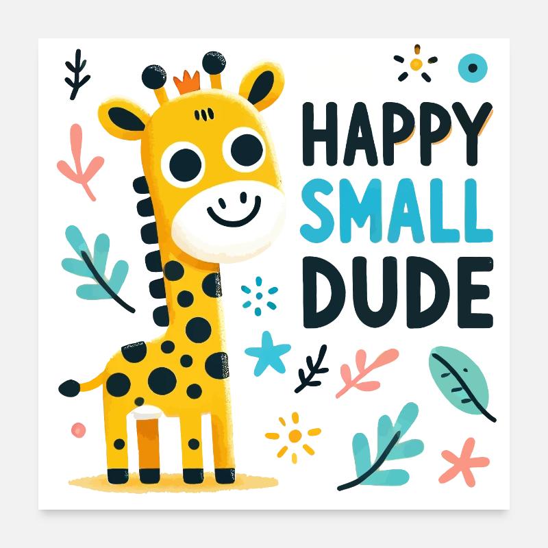 Skurrile Giraffe Glücklicher Kleiner Kerl Design Poster 60x60 cm