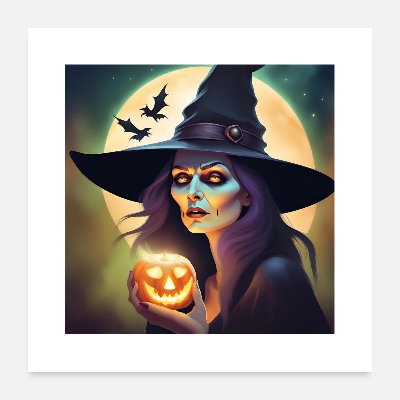 Halloween, Witch, Pumpkin Poster 24" x 24" (60x60 cm)