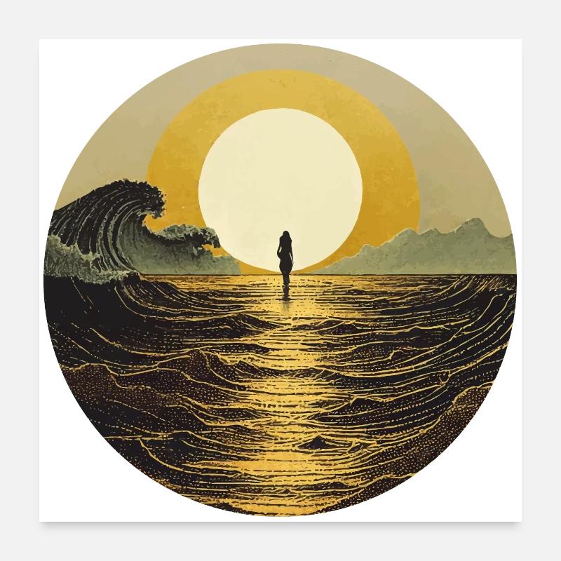 Mondschein am Meer Poster 60x60 cm