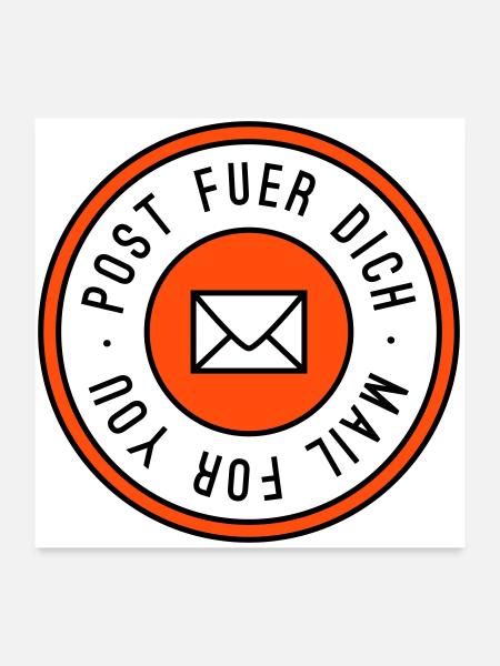 Post fuer dich dreifarbig - Poster 60x60 cm - Weiß - Vorne