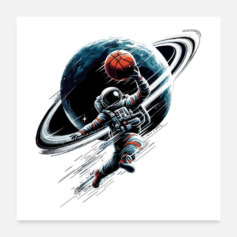 Basketball astronaute astronaute Spaceman cadeau Poster 60 x 60 cm