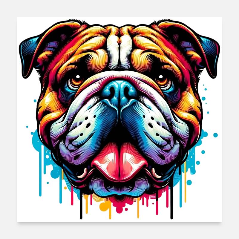 Bouledogue anglais Chien Poster 60 x 60 cm