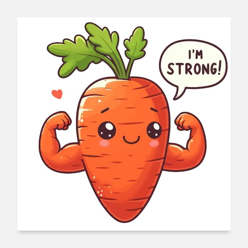 Kawaii-Karottenmuskel Poster 60x60 cm