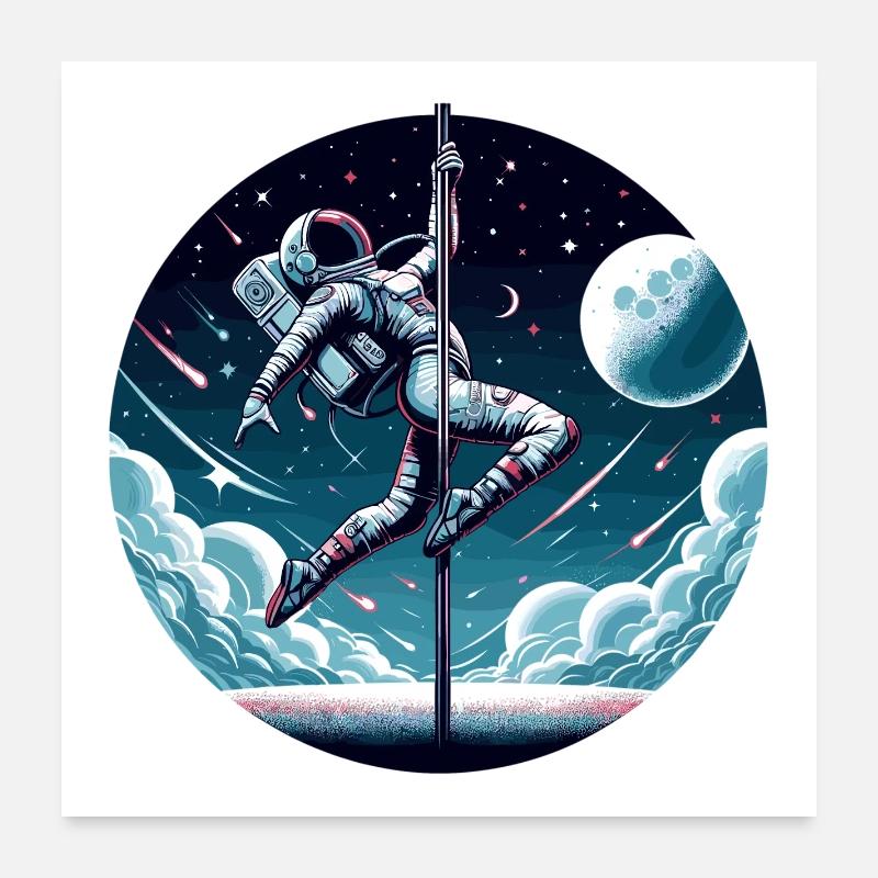 Pole Dance Astronaut Pole Dance Gift Poster 24" x 24" (60x60 cm)
