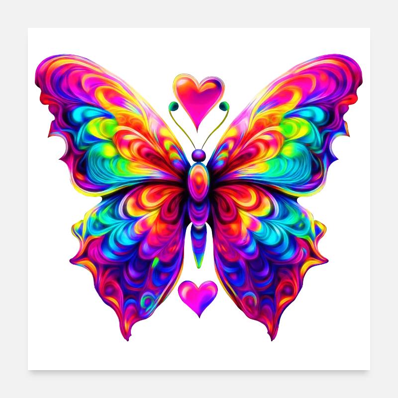 Papillon Haut en Couleurs Poster 60 x 60 cm