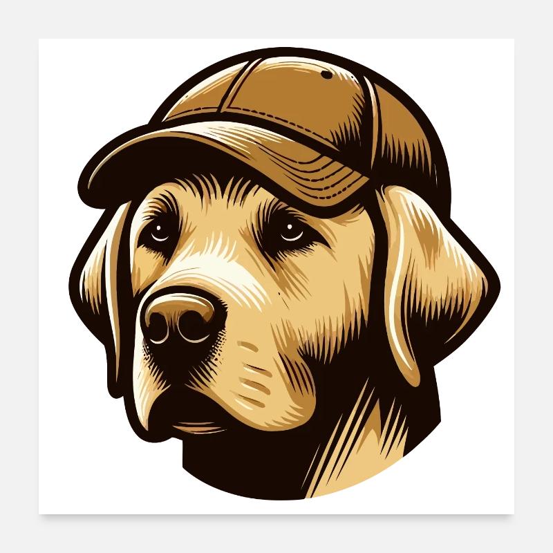Labrador mit Mütze Poster 60x60 cm