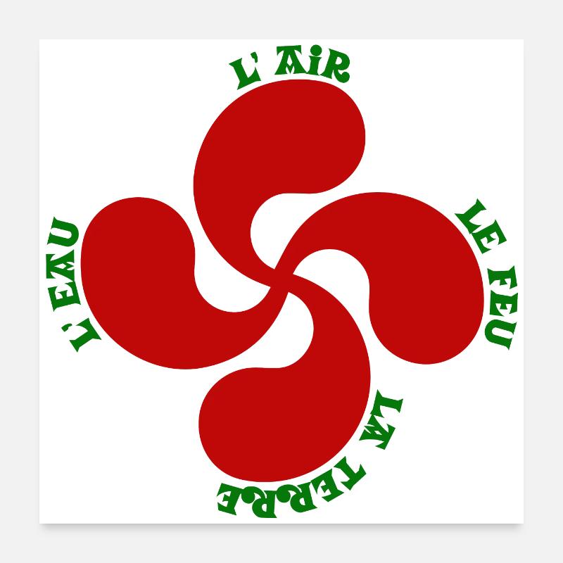 Lauburu rouge - croix basque et signification Poster 60 x 60 cm