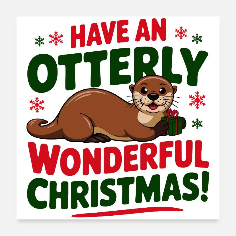 Otterly Christmas Celebration Design Poster 24" x 24" (60x60 cm)