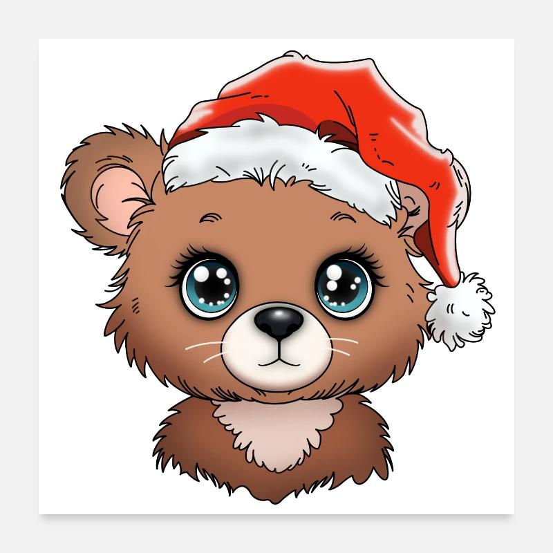 Christmas Bear_01 - Poster 60x60 cm - Weiß