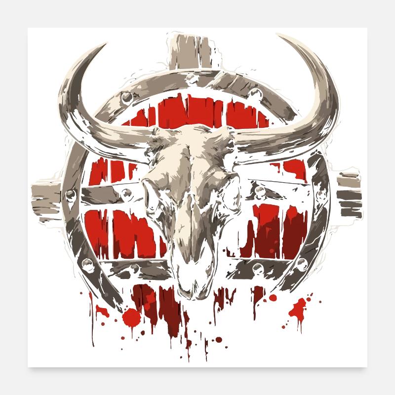 Crâne de bison Poster 60 x 60 cm