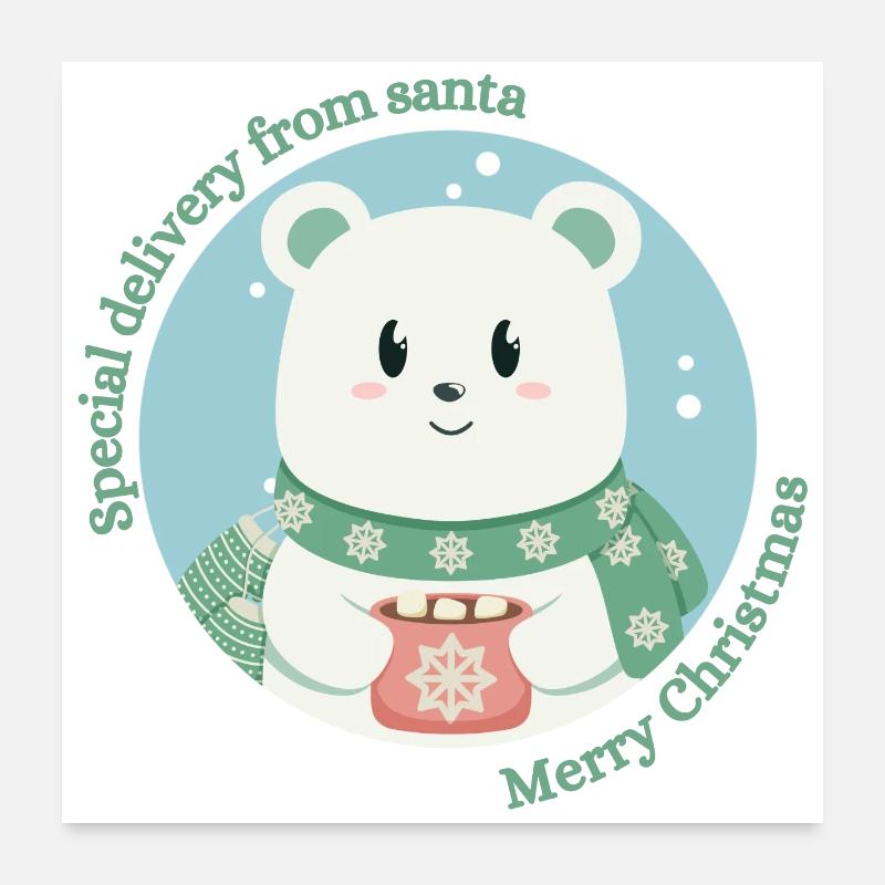 Special delivery from santa - Kleiner Eisbär Poster 60x60 cm