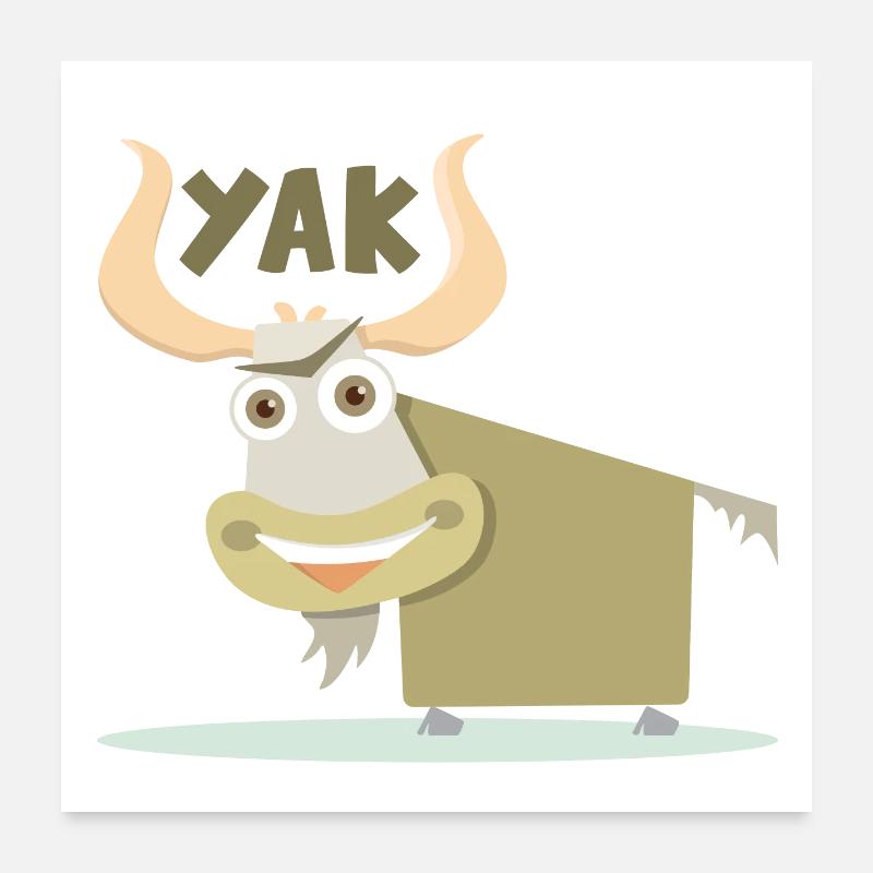 Illustration joyeuse et colorée d’un yak Poster 60 x 60 cm