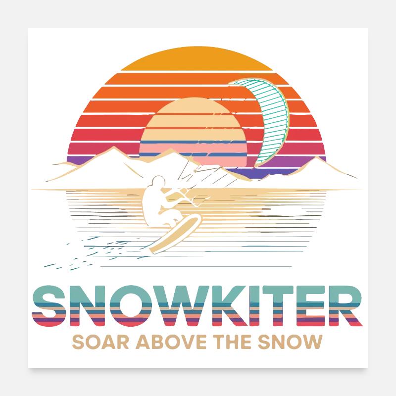 Conception d’aventure de snowboard au coucher du soleil Poster 60 x 60 cm