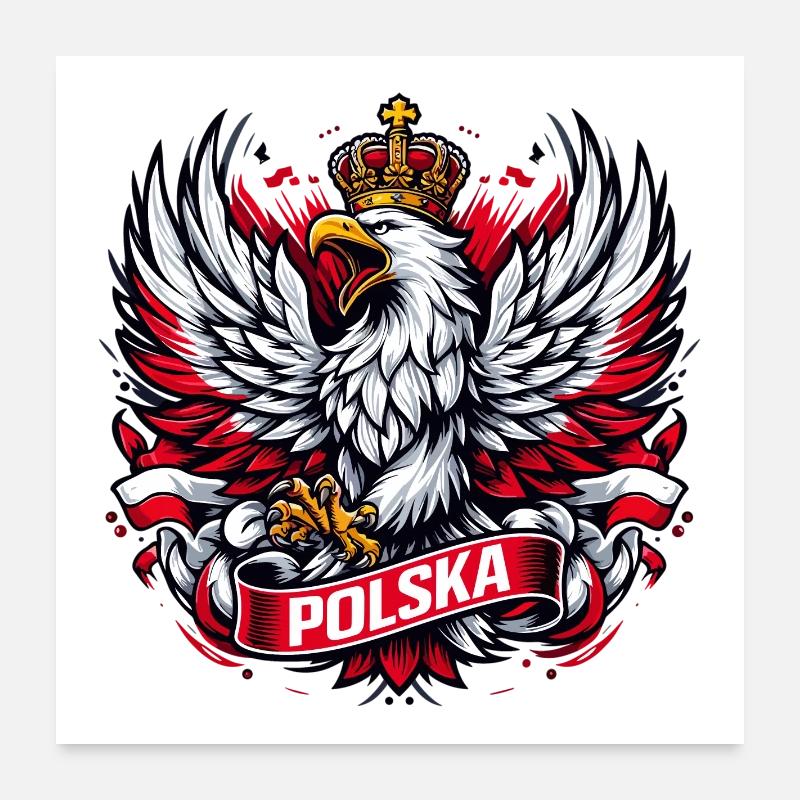 Pologne Polska aigle emblème drapeau drapeau cadeau - Poster 60 x 60 cm - blanc