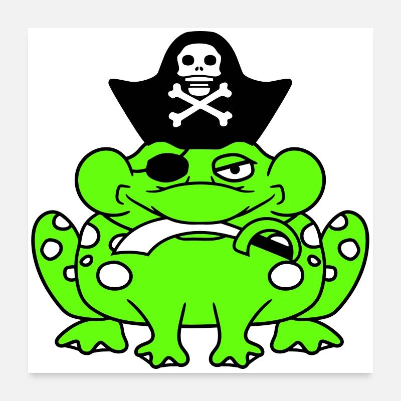 Frog Captain Cap Toad Funny Comic Cartoon Poster 24" x 24" (60x60 cm)