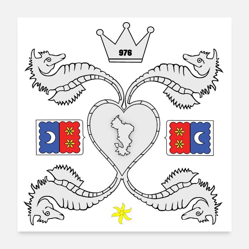 T SHIRT 976 Mayotte - Poster 60 x 60 cm - blanc