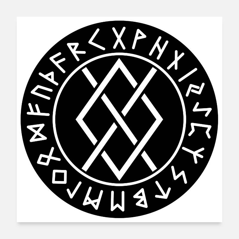 Gungnir black circle runes Poster 24" x 24" (60x60 cm)