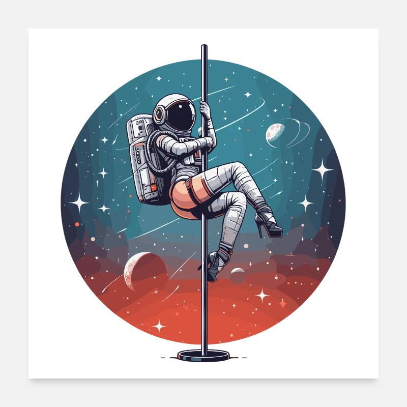 Pole Dance Astronautin Poledance Geschenk Poster 60x60 cm