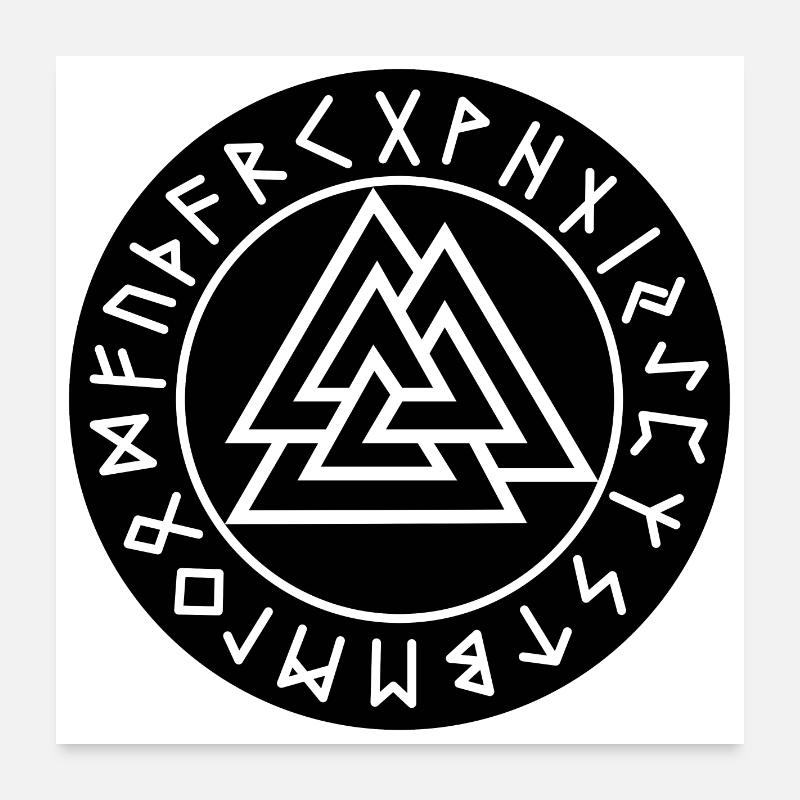 Valknut black rune circle Poster 24" x 24" (60x60 cm)
