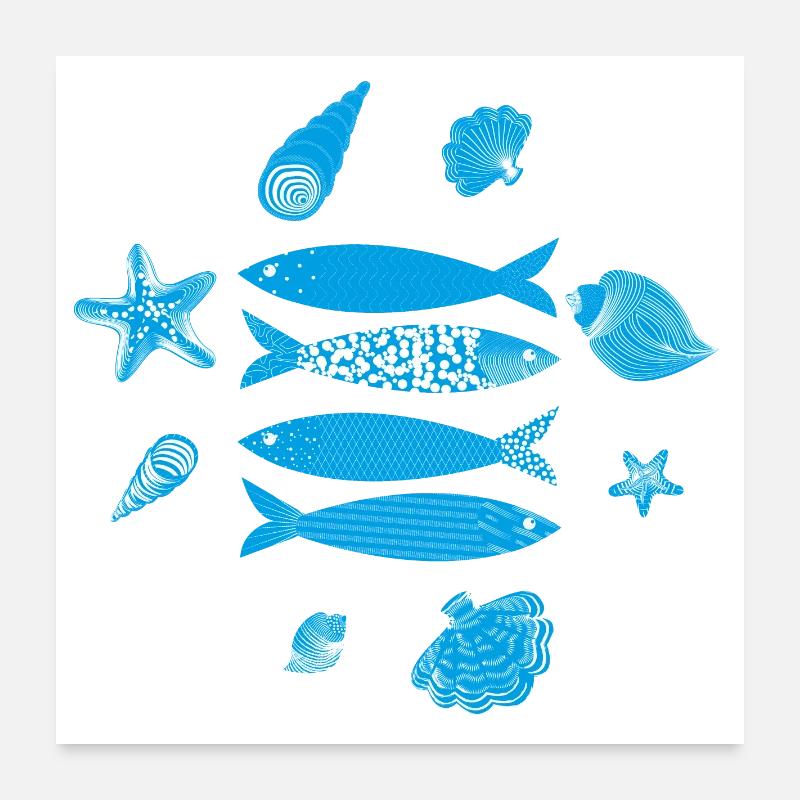 Underwater Sea Fish Pattern Poster 24" x 24" (60x60 cm)