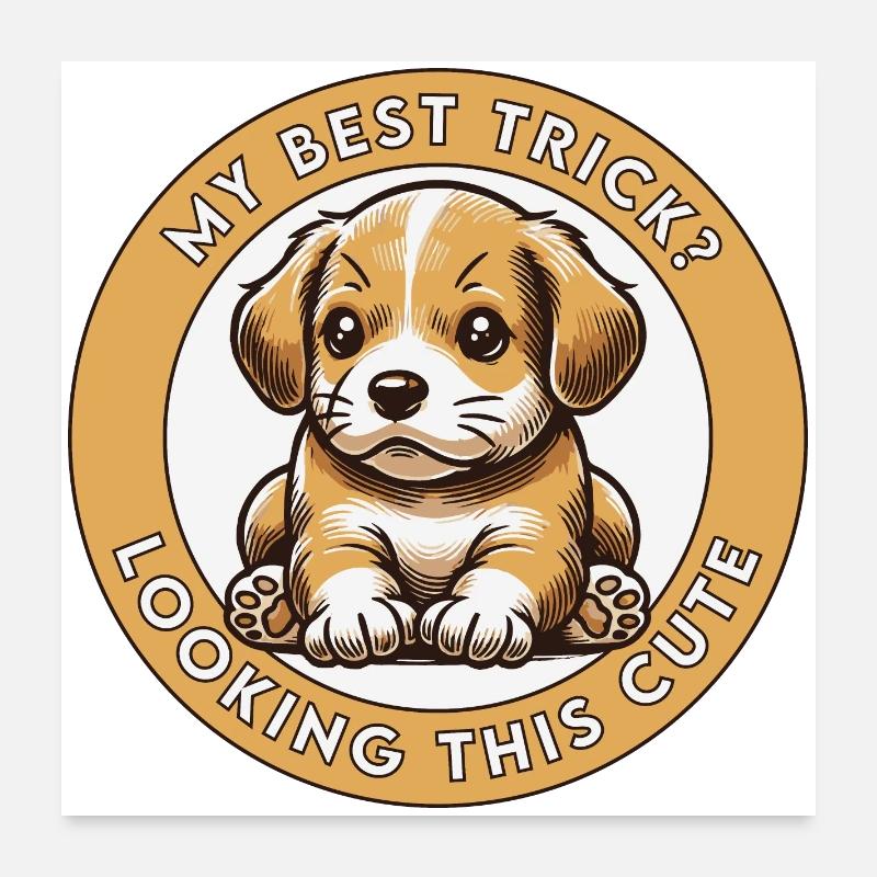 My Best Trick Looking This Cute - Poster 60x60 cm - Weiß