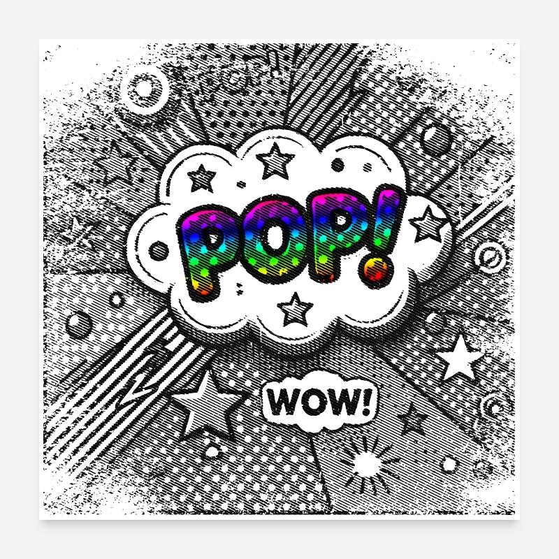 POP Clouds Pop Art Style + Color Spectrum Poster 24" x 24" (60x60 cm)