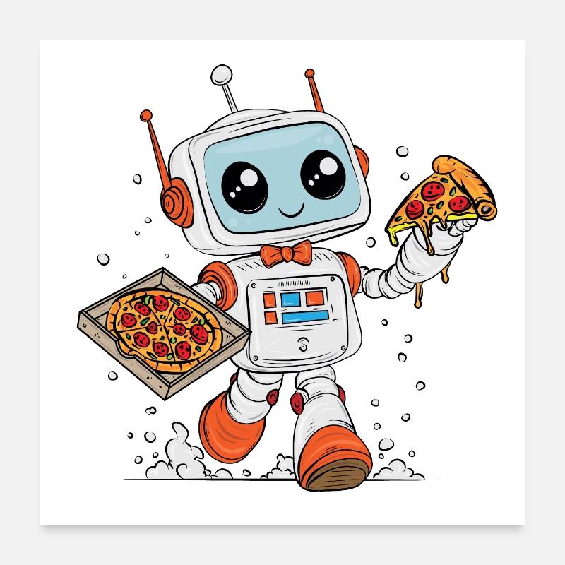 PizzaRobot– Multitask-Roboter, der Pizza Liefert Poster 60x60 cm