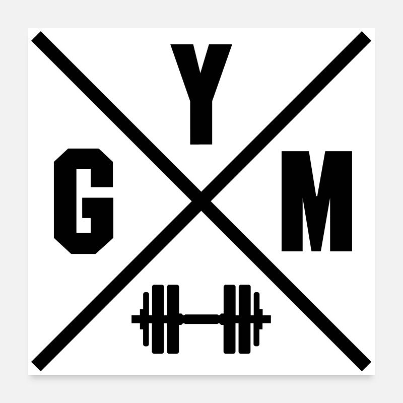 GYM Kreuz - Workout - Poster 60x60 cm - Weiß