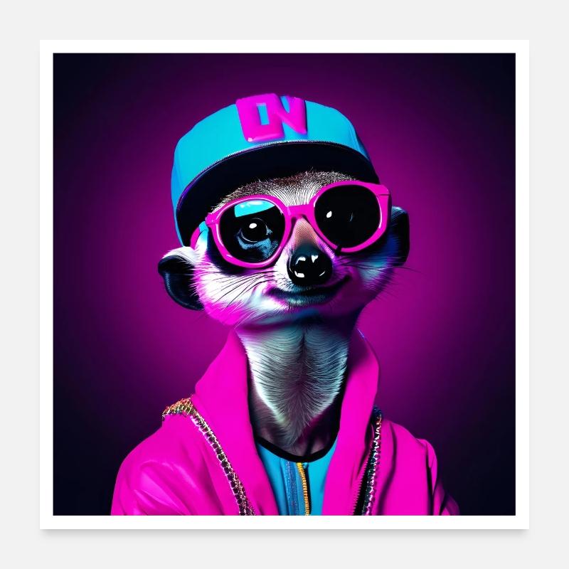 Erdmännchen, Erdmännchen Humor, lustiges Erdmännchen - Poster 60x60 cm - Weiß