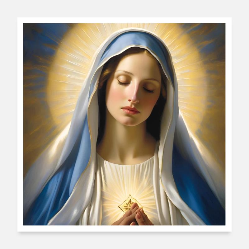 Marie, catholique, sainte Marie, chrétien - Poster 60 x 60 cm - blanc
