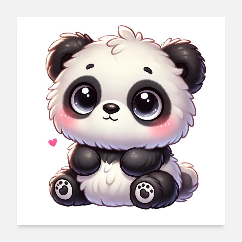 Niedlicher Chibi-Panda mit Herz Poster 60x60 cm
