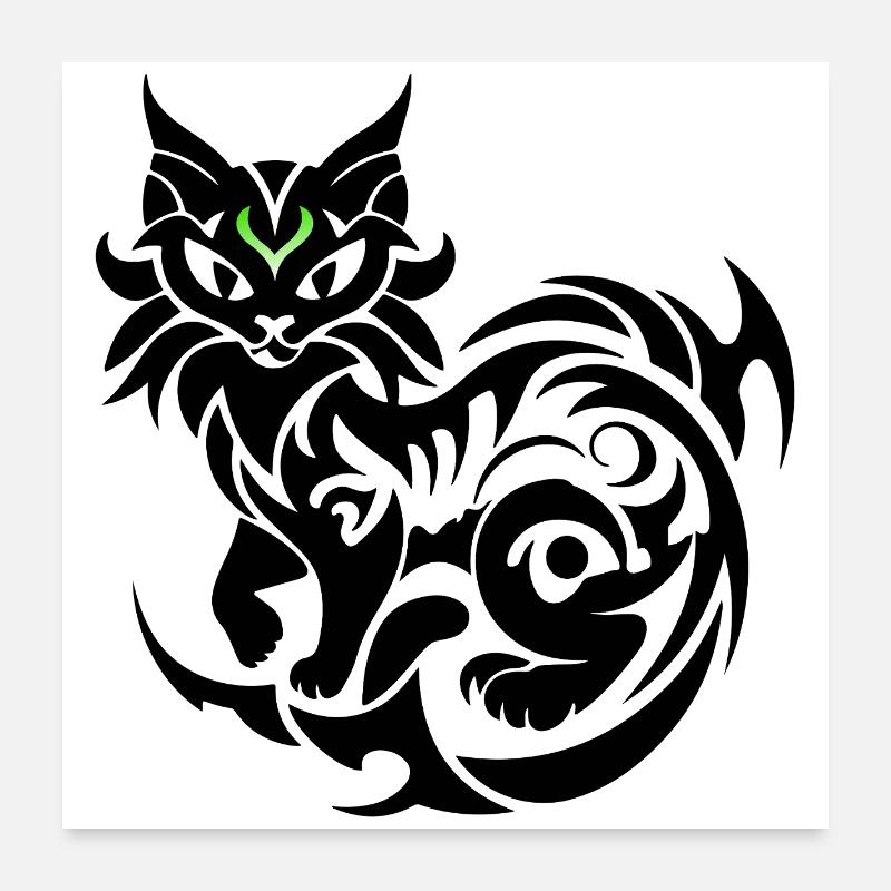 Mystische Katze tribal Poster 60x60 cm