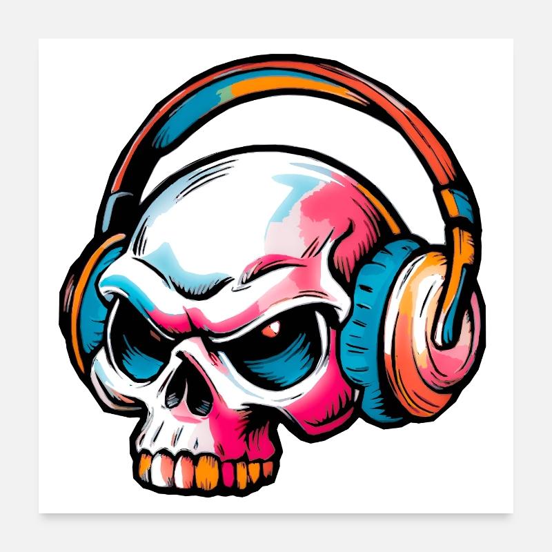 Colored Skull Illustration Poster 24" x 24" (60x60 cm)