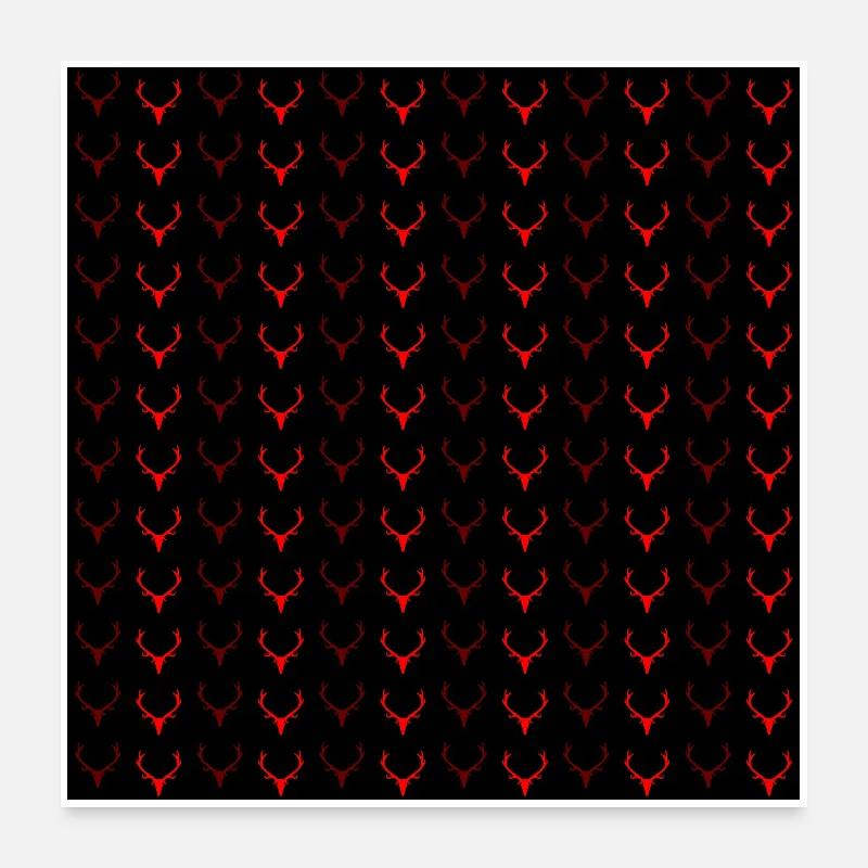 Geweih Muster rot Poster 60x60 cm
