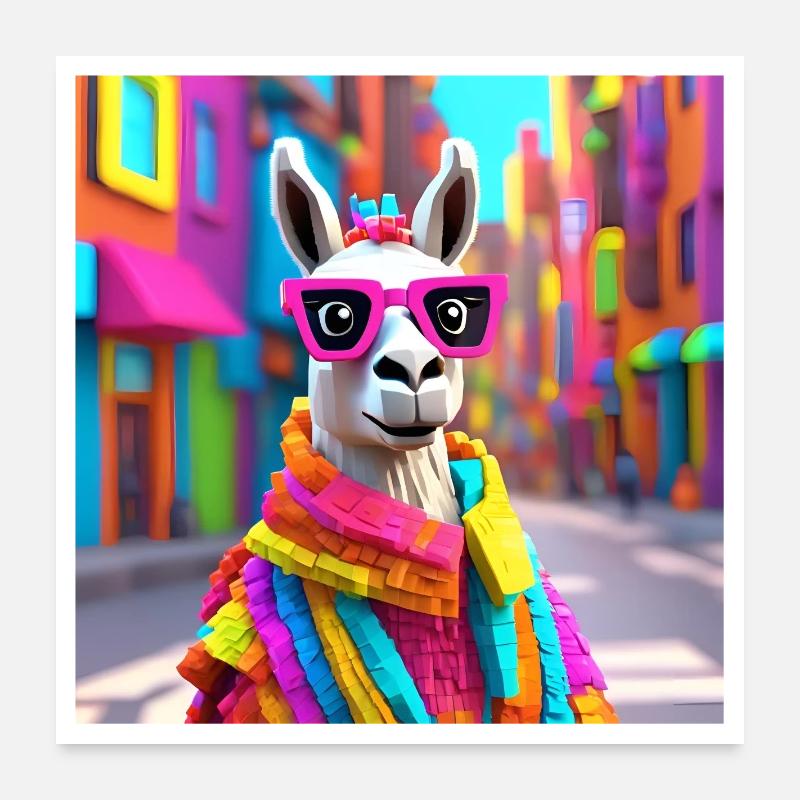 Llama, Alpaca, Funny Llama Poster 24" x 24" (60x60 cm)
