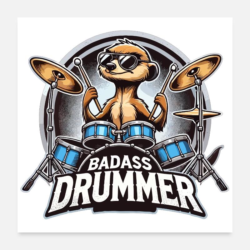 Badass batteur suricate cadeau cool Poster 60 x 60 cm