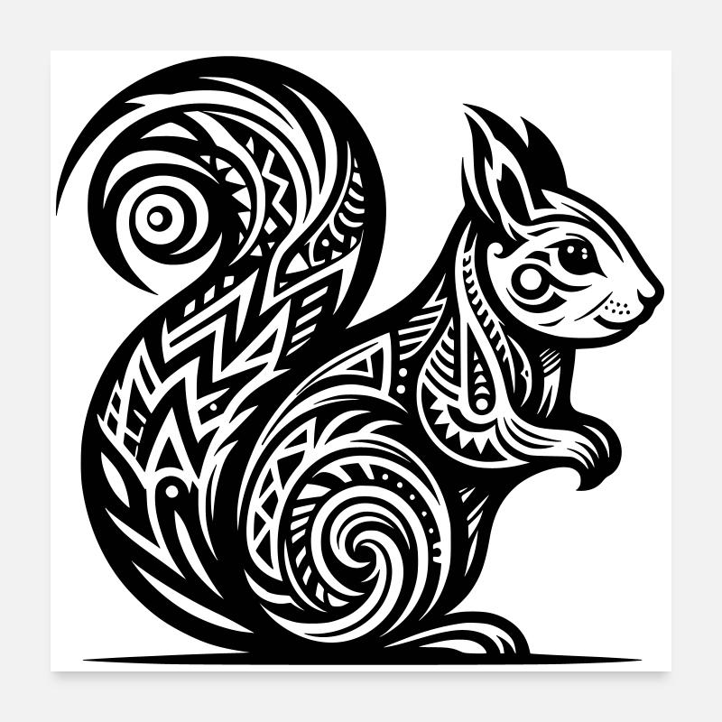 Écureuil tribal Poster 60 x 60 cm