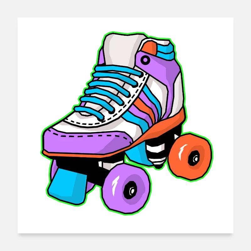 Rollschuh Schlittschuhläufer Poster 60x60 cm