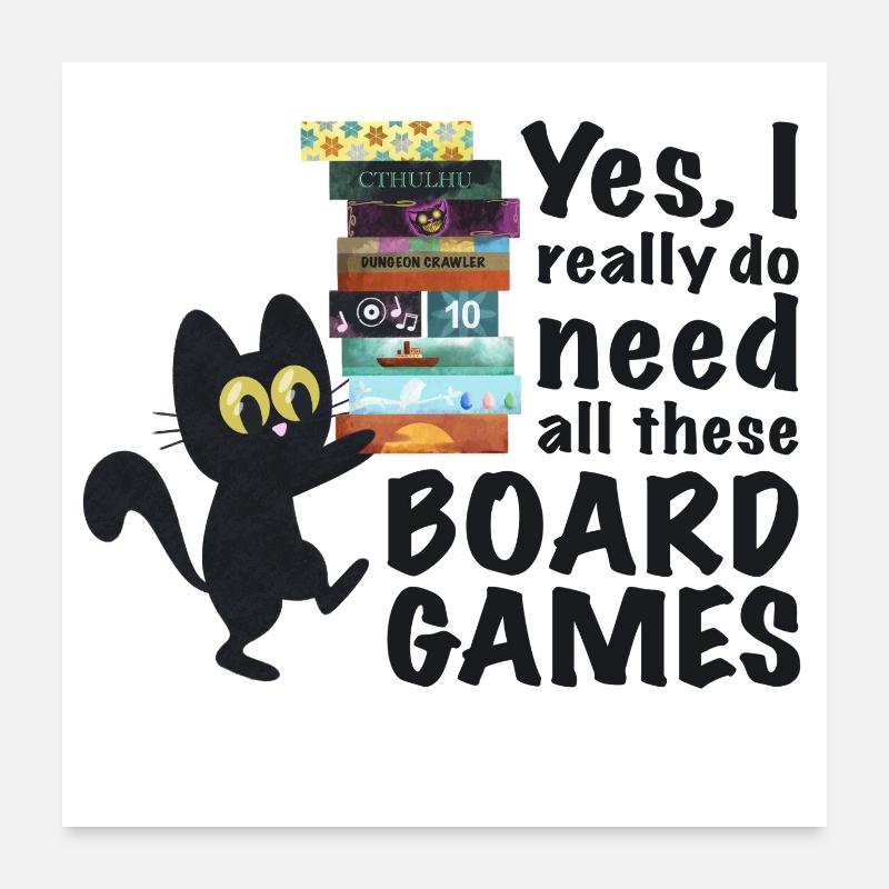 Brettspiel lustig Spruch Katze - Poster 60x60 cm - Weiß